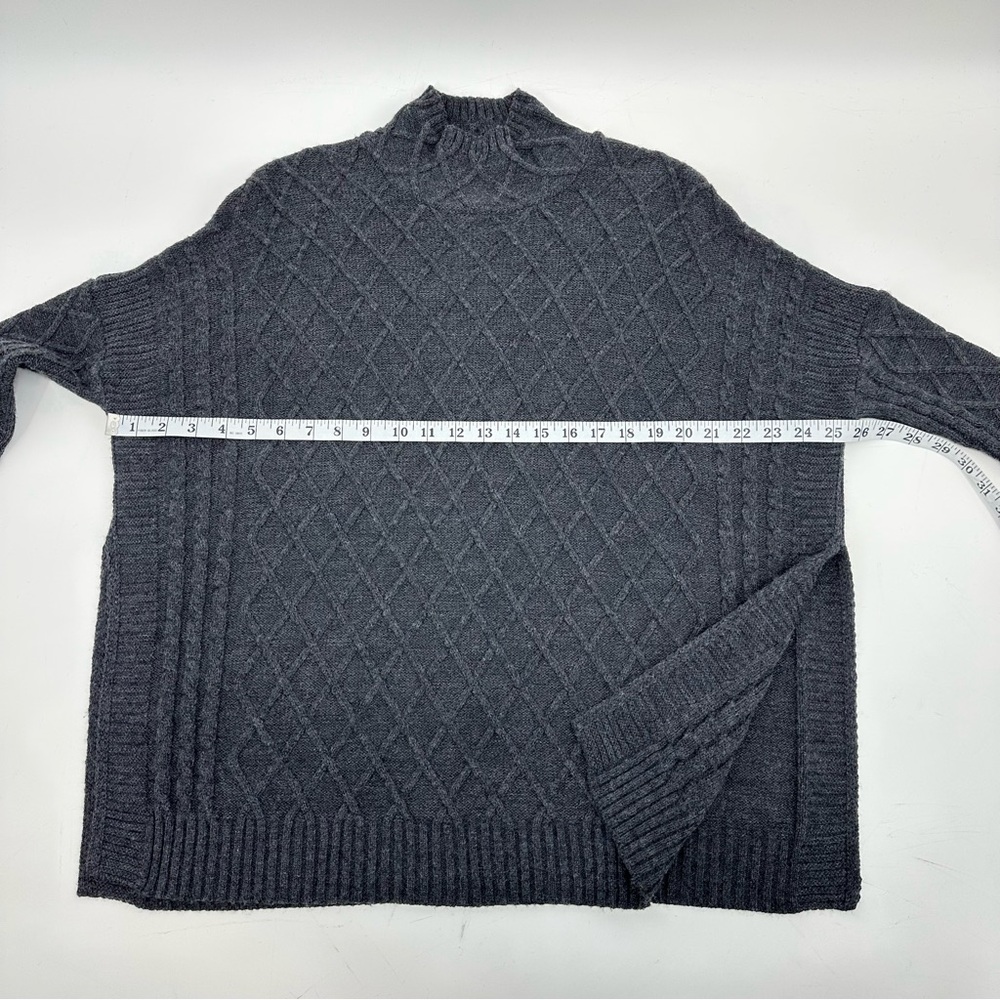 Mer Sea Lisbon Traveler Charcoal Gray Diamond Knit Mock Neck Sweater One Size - Picture 9 of 11